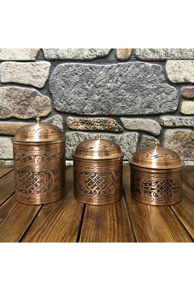 İşlemeli Bakır Baharat Seti - 1