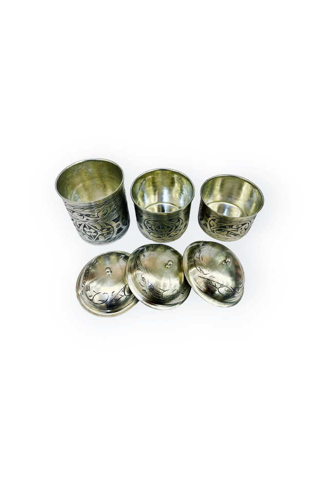 İşlemeli Bakır Baharat Seti - 4