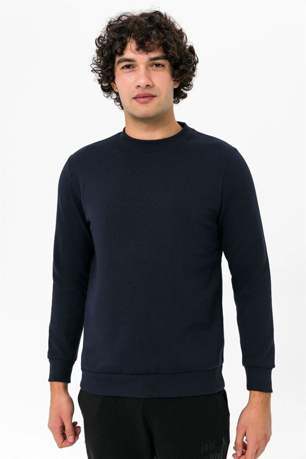 Süvari O Yaka Lacivert Sweat - 4