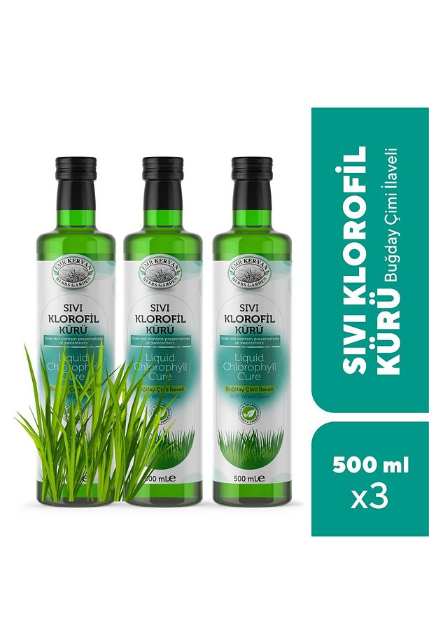 Sıvı Klorofil Kürü Buğday Çimi Tozu İlaveli 500mL X 3 Adet - 1
