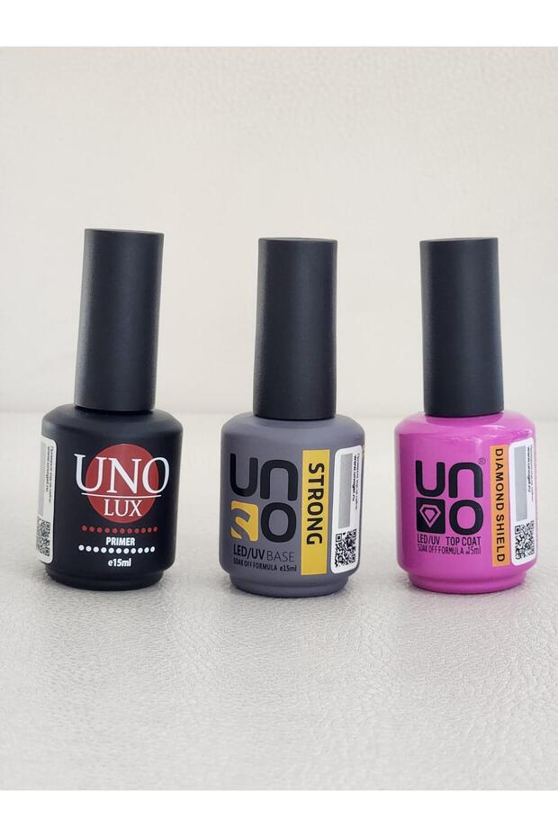 Kalıcı Oje Seti Primer 15ml+ Uno Stron Base 15ml+Uno Daımond Top Coat 15ml - 1