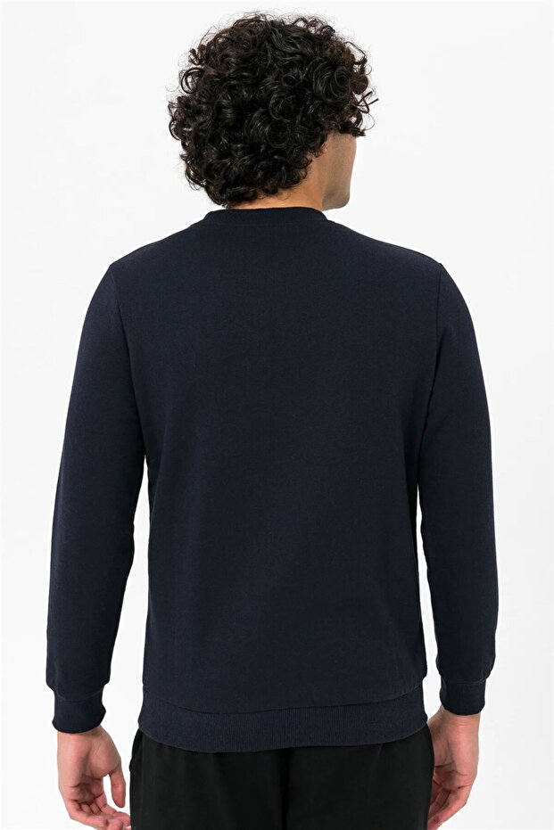 Süvari O Yaka Lacivert Sweat - 5
