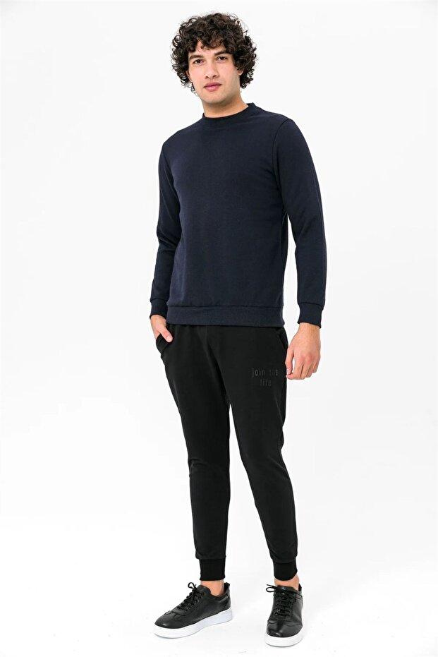 Süvari O Yaka Lacivert Sweat - 1