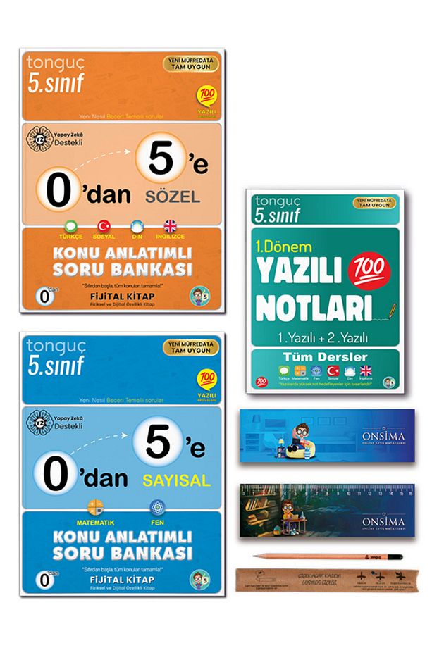 5. Sınıf 0 dan 5 e Konu Anlatımlı Soru Bankası Tüm Dersler - 1. Dönem Yazılı Notları Set 3 Kitap - 1