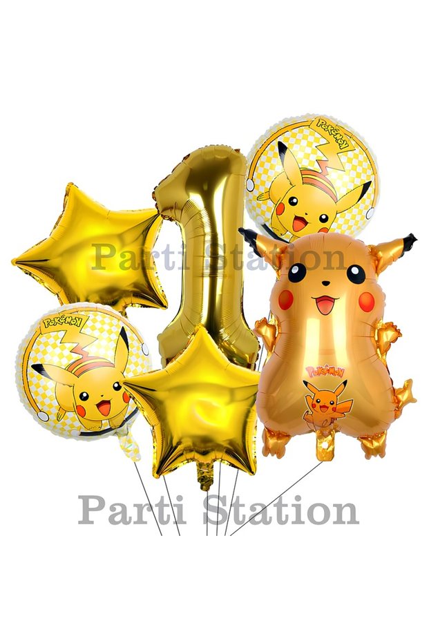 Pokemon Pikachu Concept 1St Birthday Balloon Set Pokemon Pikachu Foil Balloon Set