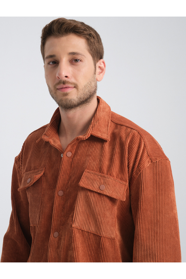 Haven Erkek Oversize Kalın Kadife Gömlek - 6