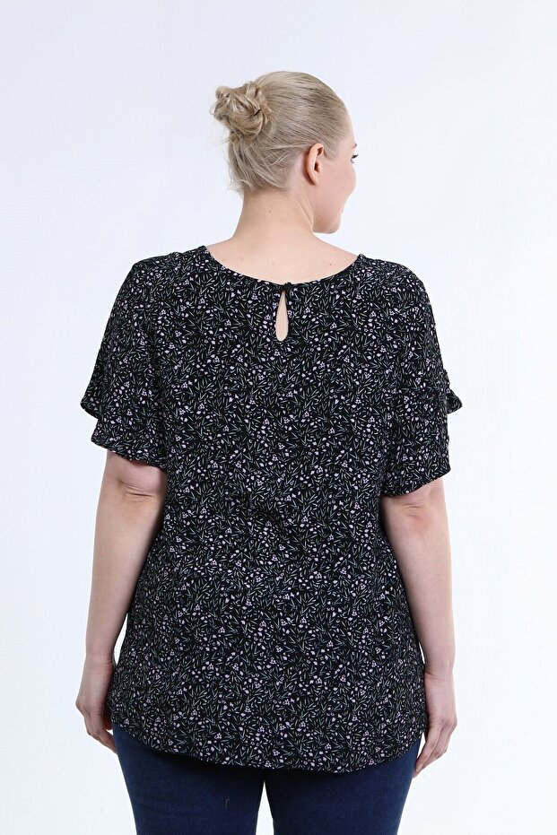 Volanlı Kısa Kol Bluz - 5