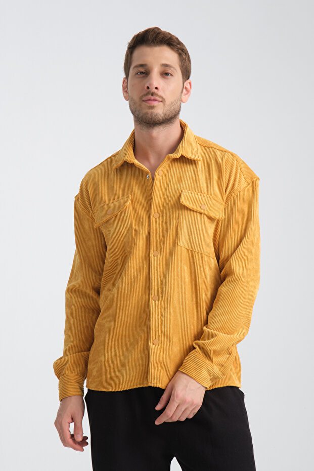 Haven Erkek Oversize Kalın Kadife Gömlek - 6