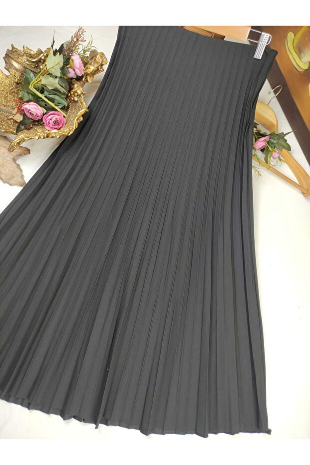 DUBLE ÖRME KUMAŞ İNCE PLİSELİ ETEK - 5