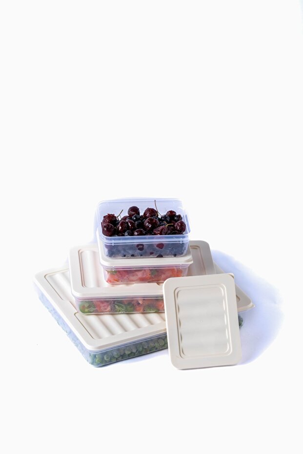 Freshbox Set of 4 - Cream Storage Container Suitable for Microwave and Diffraction - 3