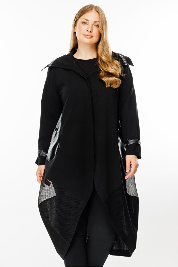 Modailgi Deri Detaylı Kap Siyah - 5