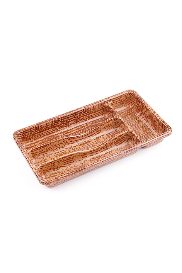 Wood color - 4-section drawer inner spoon holder 36x20cm