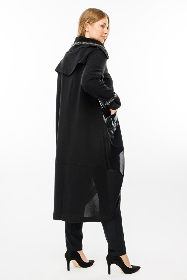 Modailgi Deri Detaylı Kap Siyah - 7