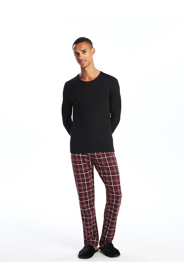 Bisiklet Yaka Uzun Kollu Erkek Pijama Üst - 2