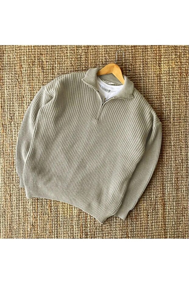 Mi̇lo Moda Men's Triko Half Zippered Sweater