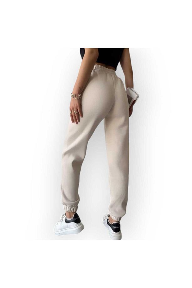 Kadın Kışlık Kalın İçi Polarlı Yüksek Bel Paçası Lastikli Basic Jogger Eşofman Altı - 2