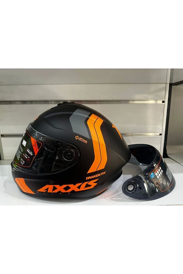 KASK AXXİS DRAKEN S B4 SLIDE MAT FLOUR uyumlu  ORANGE/BLACK - 3