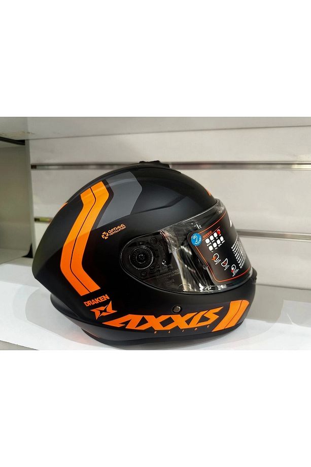 KASK AXXİS DRAKEN S B4 SLIDE MAT FLOUR uyumlu  ORANGE/BLACK - 1