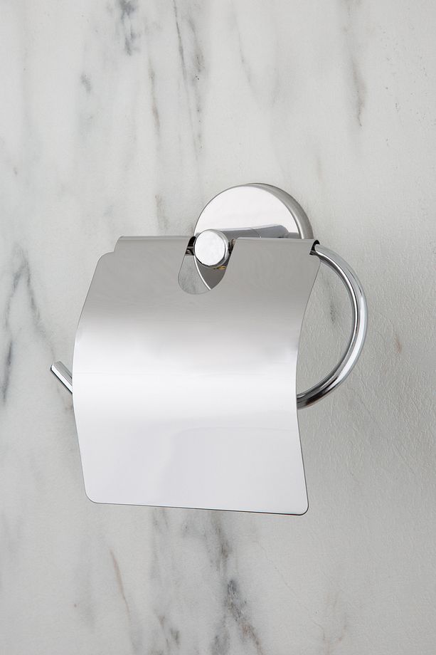 Krom Geniş Kapaklı Tuvalet Kağıtlığı WC Kağıtlık Tuvalet Kağıdı Askısı - 2