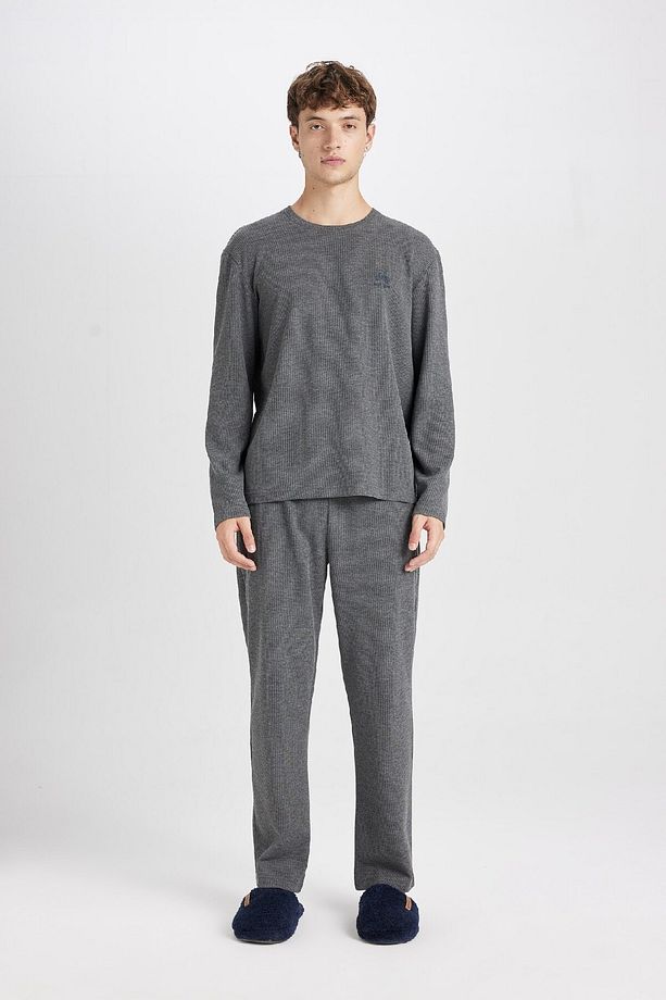 Pijama Takımı Bisiklet Yaka Baskılı Uzun Kollu Üst Uzun Alt D0945ax24wn - 3