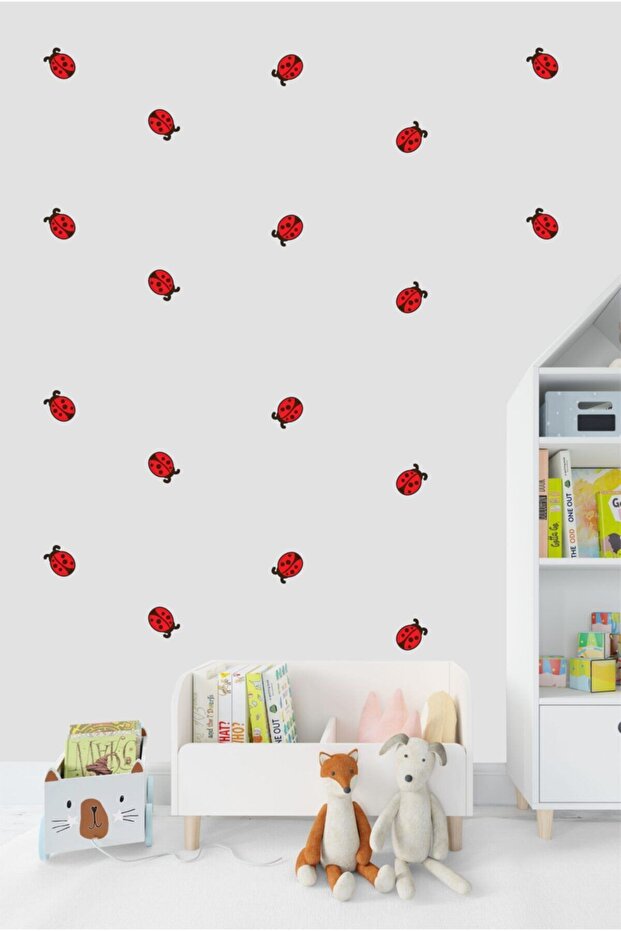 Cute Ladybug Patterned WallSticker- 7 Cm, 30 Pieces