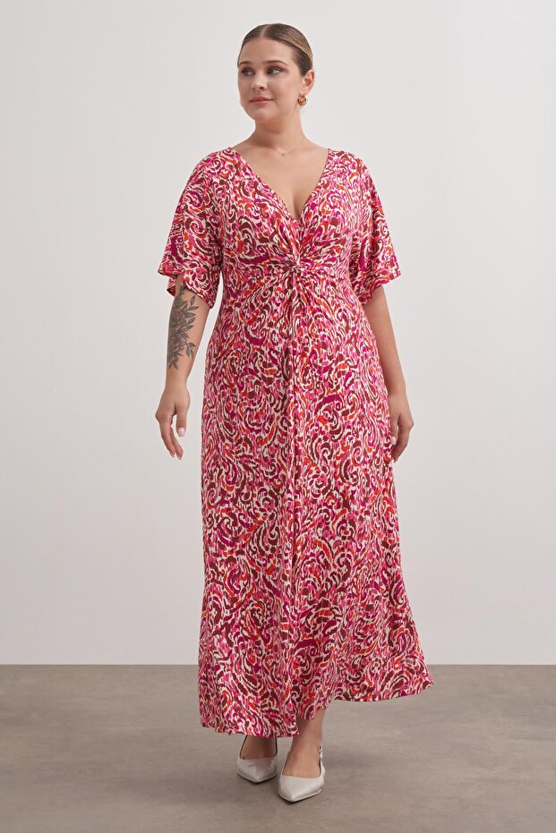 Önü Düğümlü Örme Elbise - 4