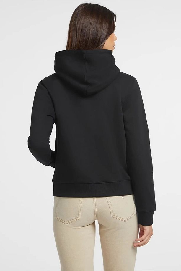 Jeans Kadın Polarlı Logolu Kapüşonlu Siyah Sweatshirt - 3