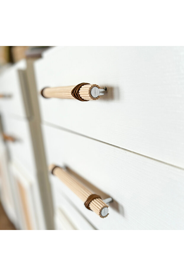 22.4 cm Rattan Kulp- 224mm Rattan Kulp -Dolap Kulp -Çekmece Kulp- Hasır Kulp-meşe renk kulp - 1