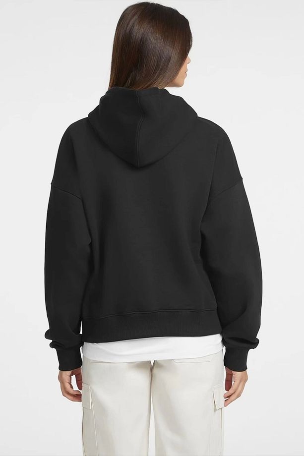 Jeans Kadın Kapüşonlu Oversize Siyah Sweatshirt - 3