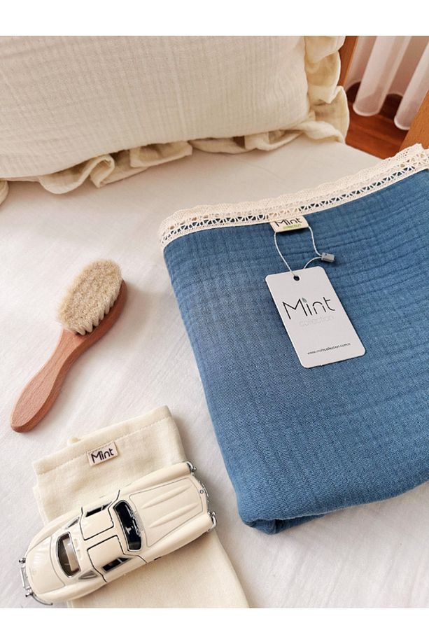 4 Kat Multimüslin Bebek Battaniyesi Mavi Mintcollection - 2