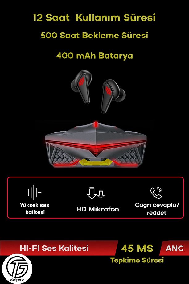 K-98 Bulutut Kulaklık Oyuncu Kulaklık Ultra Bass Uzun Şarj Kablosuz İphone15 Pro Uyumlu - 3
