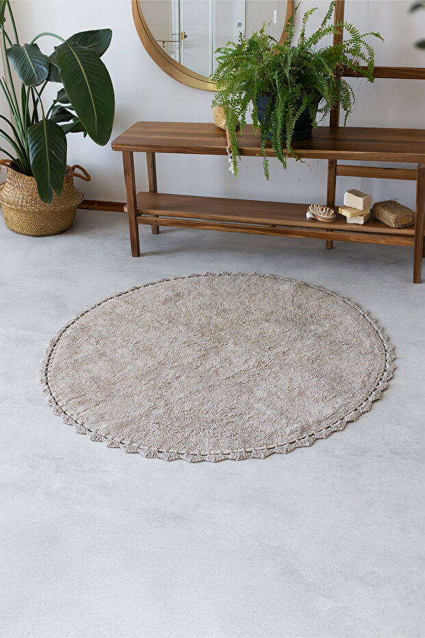 Beige Lowie 100% Cotton Bath Mat - 100X100