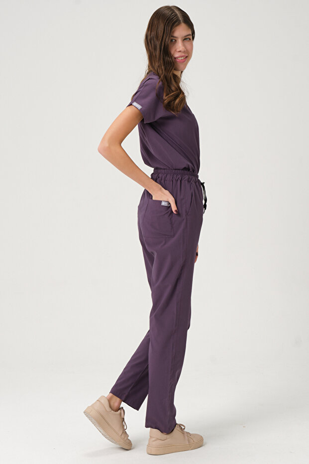 Lycra Scrubs Plum Bat Sleeve Doctor Nurse Jersey Suit