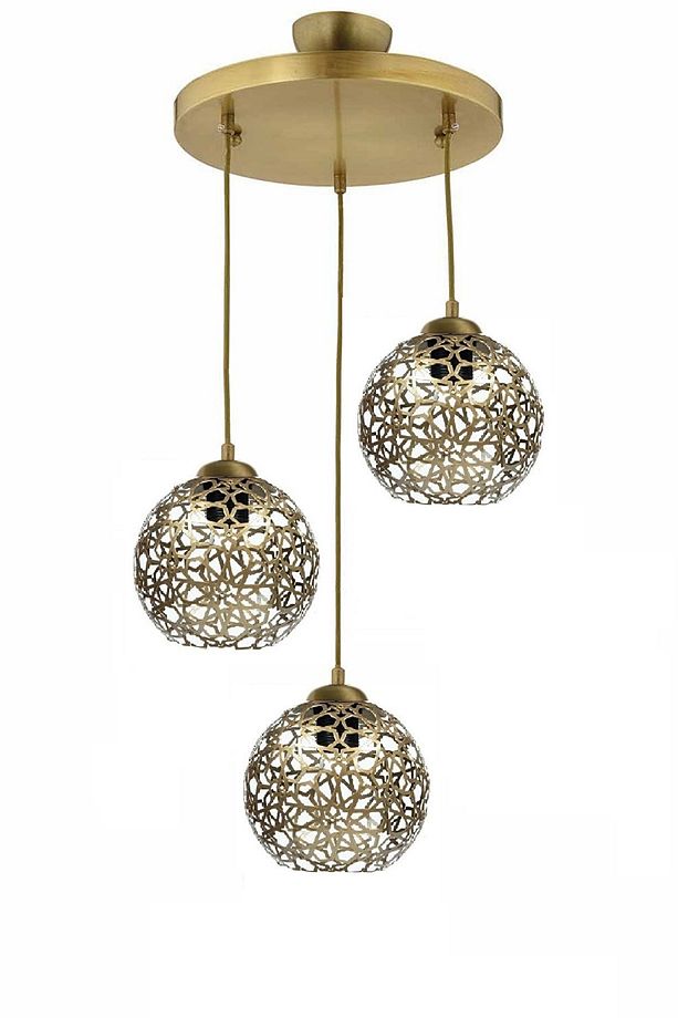 Modern Selçuklu Top Motif Yıldız Ferforje Model Retro Rustik Sarkıt Avize - 1