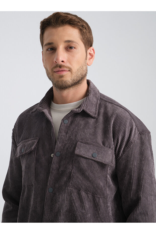 Haven Erkek Oversize Kalın Kadife Gömlek - 4