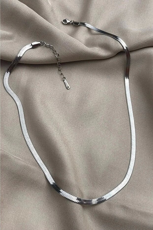 Yassı Zincir Italyan 316l Çelik Kolye - 1