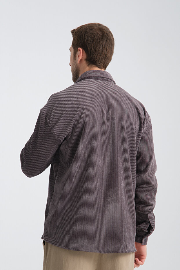 Haven Erkek Oversize Kalın Kadife Gömlek - 7