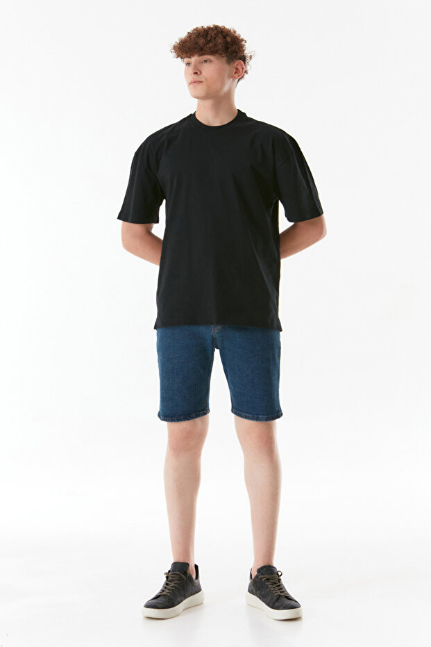 Basic Bisiklet Yaka Tişört - 5