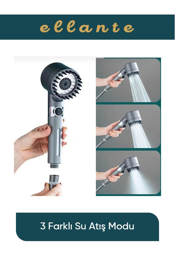 Masajlı Çok Fonksiyonlu Ayarlanabilir Filtreli Arıtmalı Krom Duş Başlığı  + 3 Adet Filtre - 7