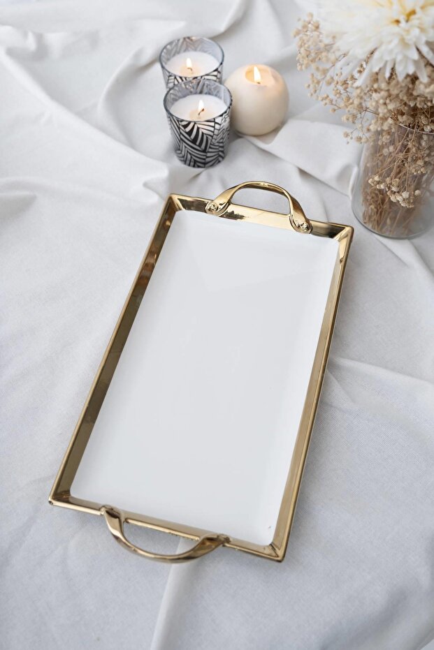 صينية تقديم ذهبية مستطيلة من Arwen - 40.5 سم - 1