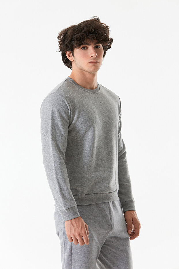 3 İplik Basic Bisiklet Yaka Sweatshirt - 4