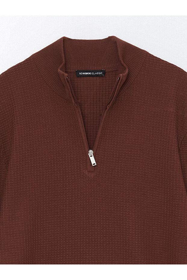 Herren-Strickpullover mit Stehkragen und langen Ärmeln – W4AD04Z8 - 6