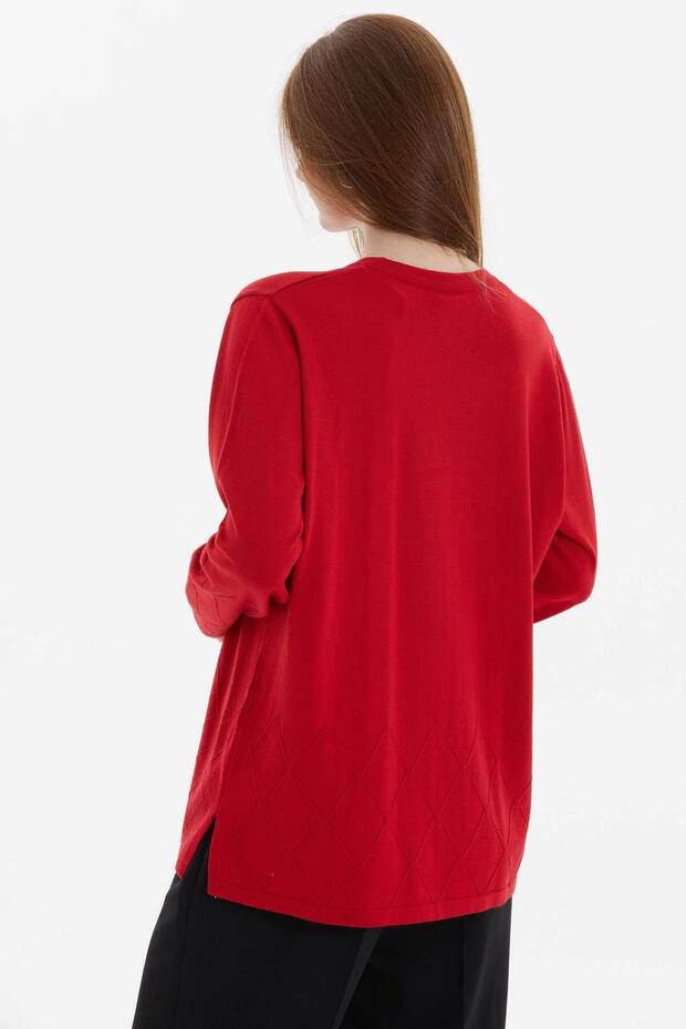 Taşlı Hırka KIRMIZI - 4