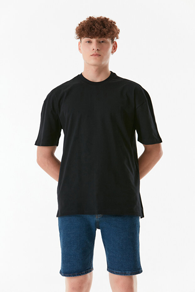 Basic Bisiklet Yaka Tişört - 8