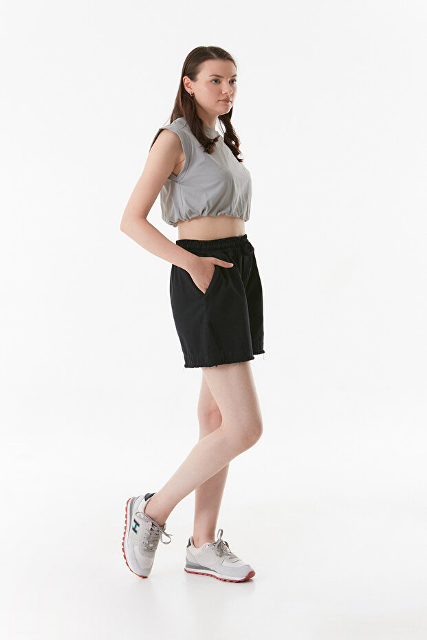 Basic Beli Bağlamalı Püsküllü Şort - 4