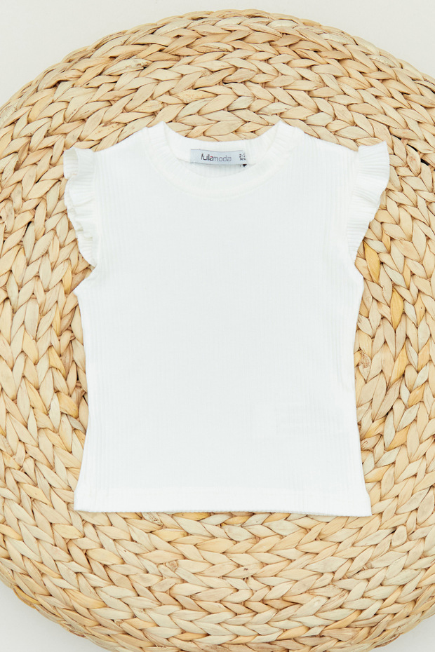 Frilly Ribbed Girl's T-Shirt