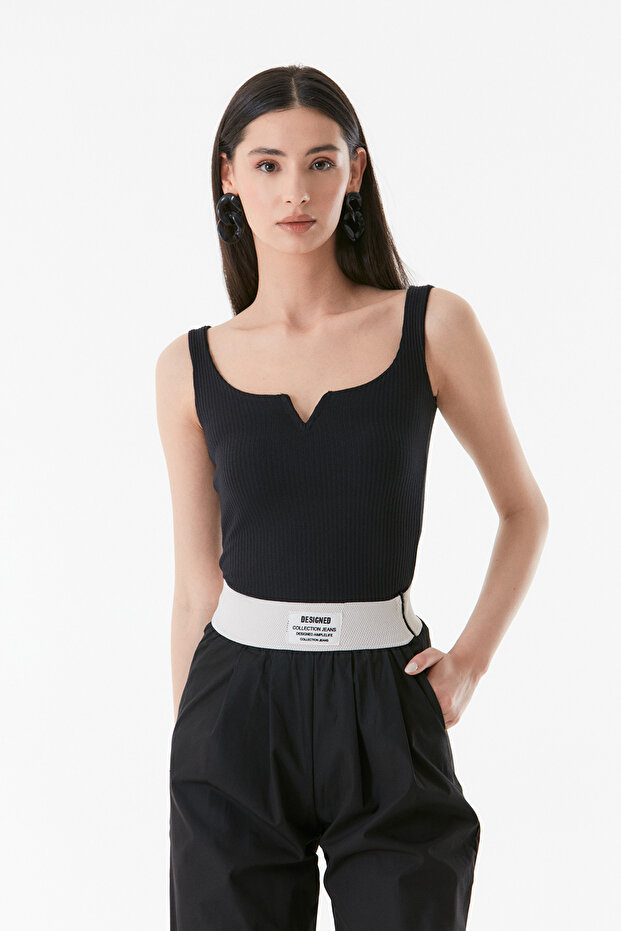 Basic Fitilli Kare Yaka Body - 1