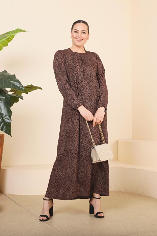 Rochie lungă de damă, cu model crocant, mărime mare - 1