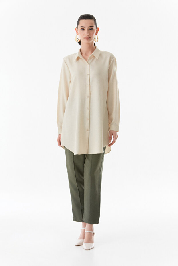 Large Size Basic Long Sleeve Shirt - 5