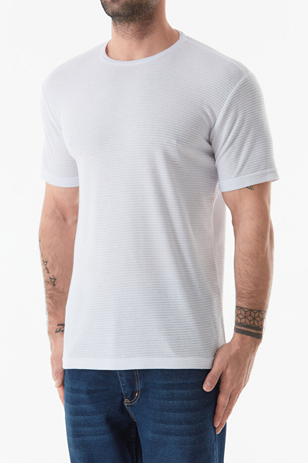 Basic Bisiklet Yaka Tişört - 6